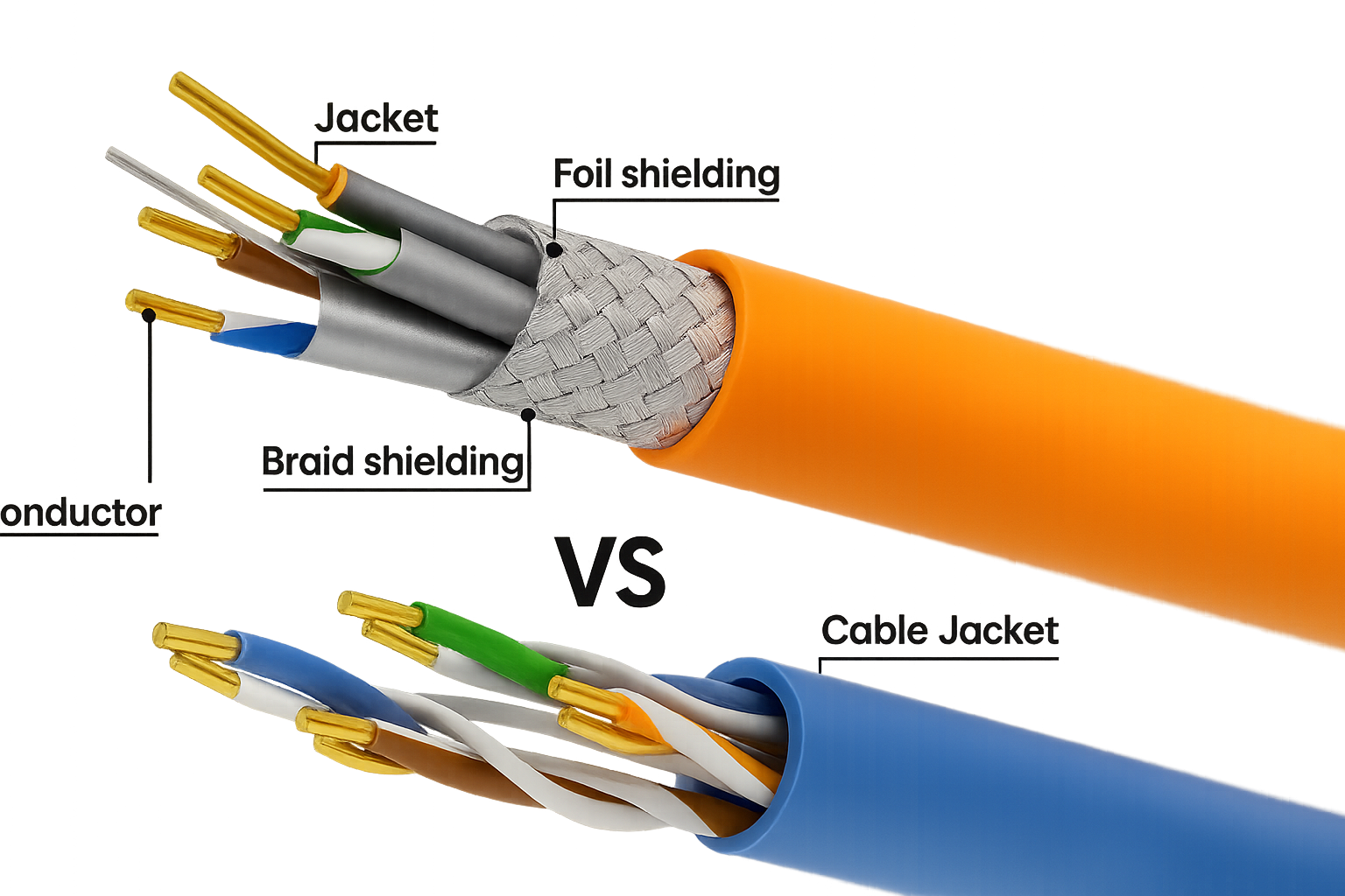 الفرق بين الكابلات المحمية وغير المحمية: دليل كامل